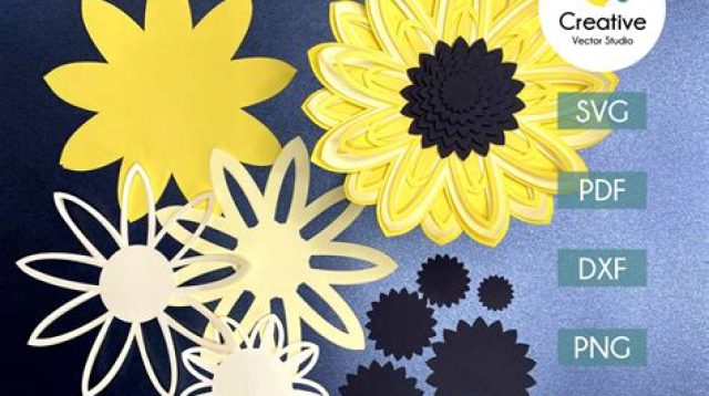 3d Sunflower SVG - 53+  Editable Flowers SVG Files