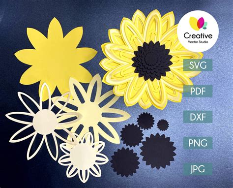 3d Sunflower SVG - 53+  Editable Flowers SVG Files