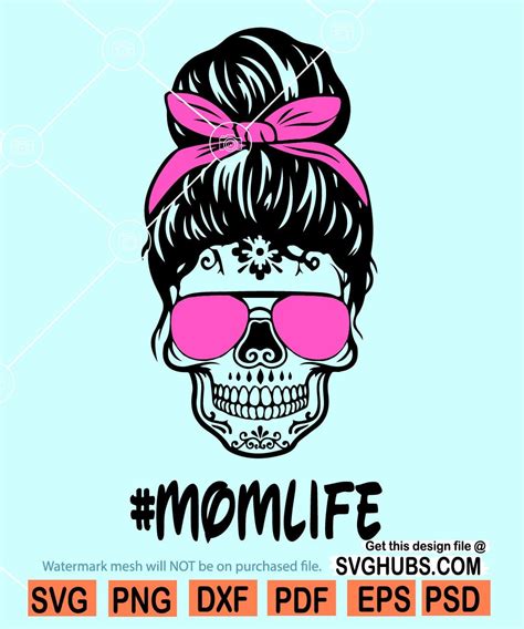 Mom Bun Skull SVG Free - 37+  Popular Mom SVG Cut