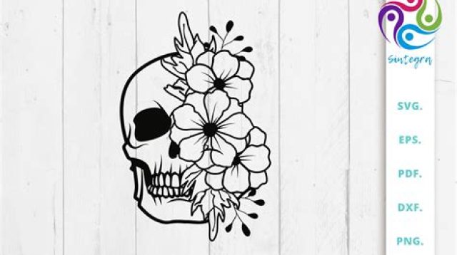 Skull And Flower SVG - 54+  Popular Flowers SVG Cut Files