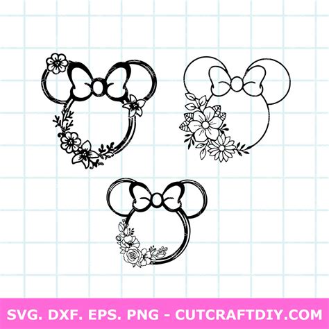 Minnie Mouse Flower SVG - 72+  Digital Download Flowers SVG