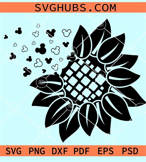 Mickey Sunflower SVG - 55+  Instant Download Flowers SVG
