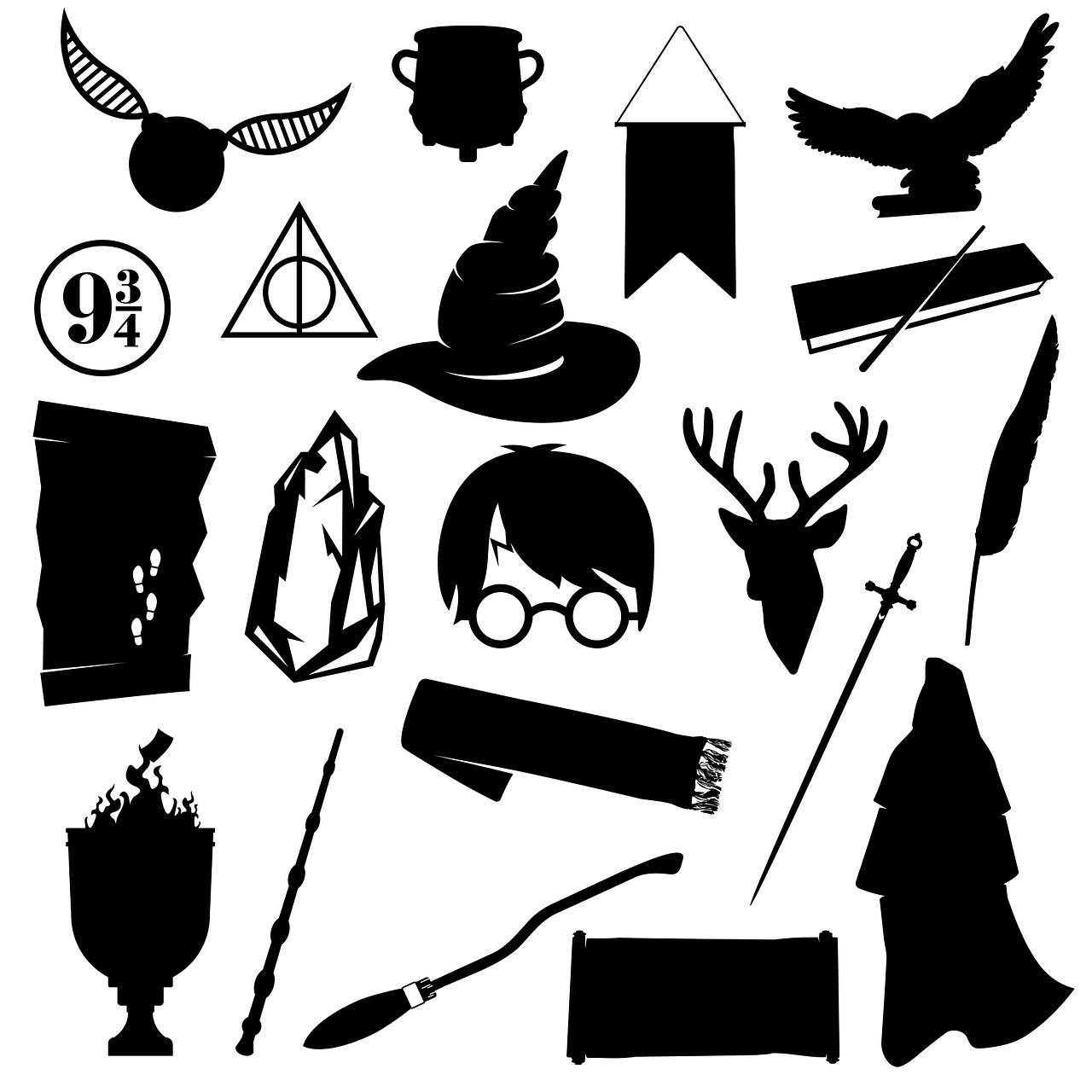 Harry Potter Silhuetter Ikoner - Gratis vektor grafik på Pixabay - Pixabay