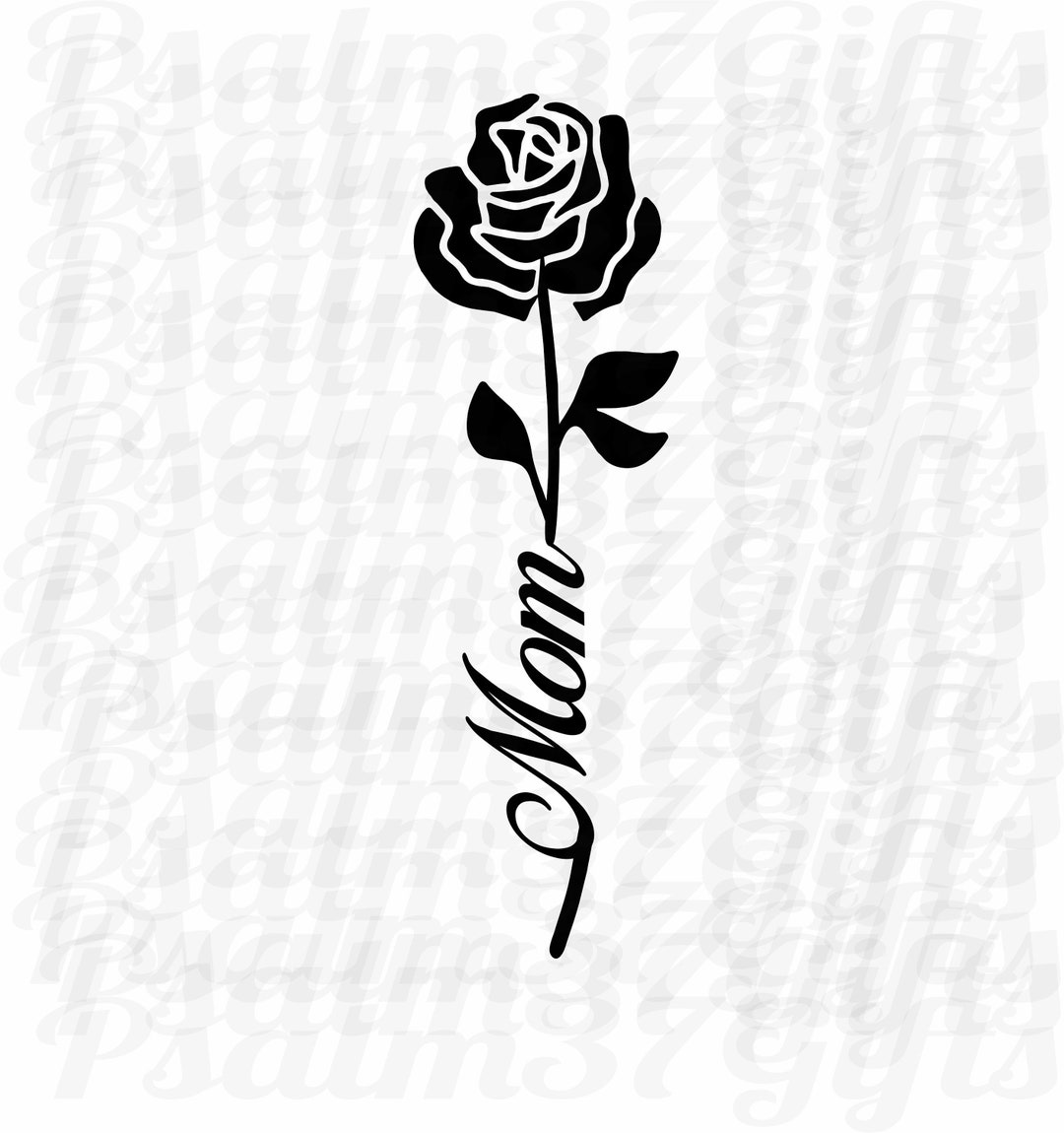 Rose With the Word Mom as a Stem SVG File for Cricut Cricket Mothers